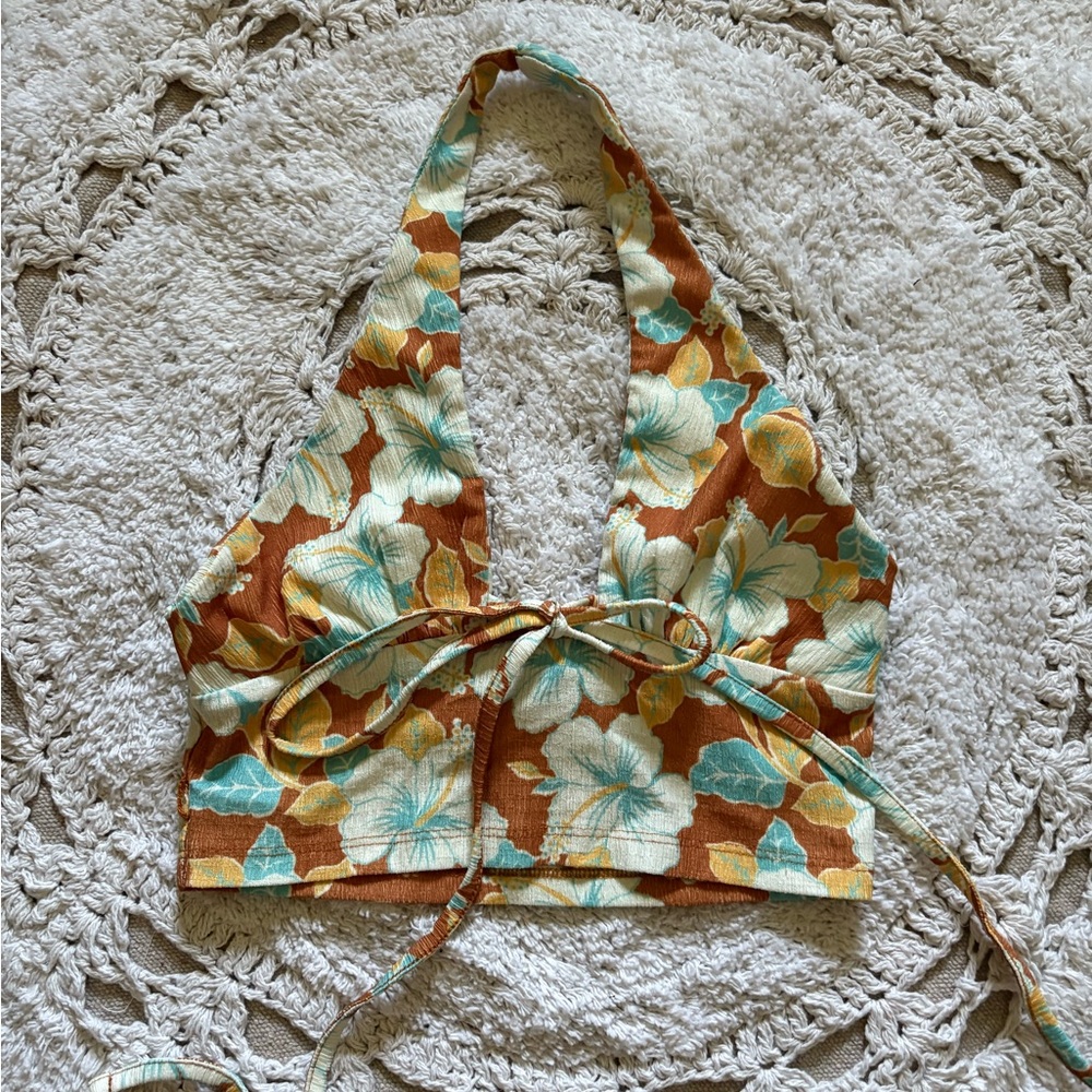 Urban Outfitters Floral Top in Orange and Blue